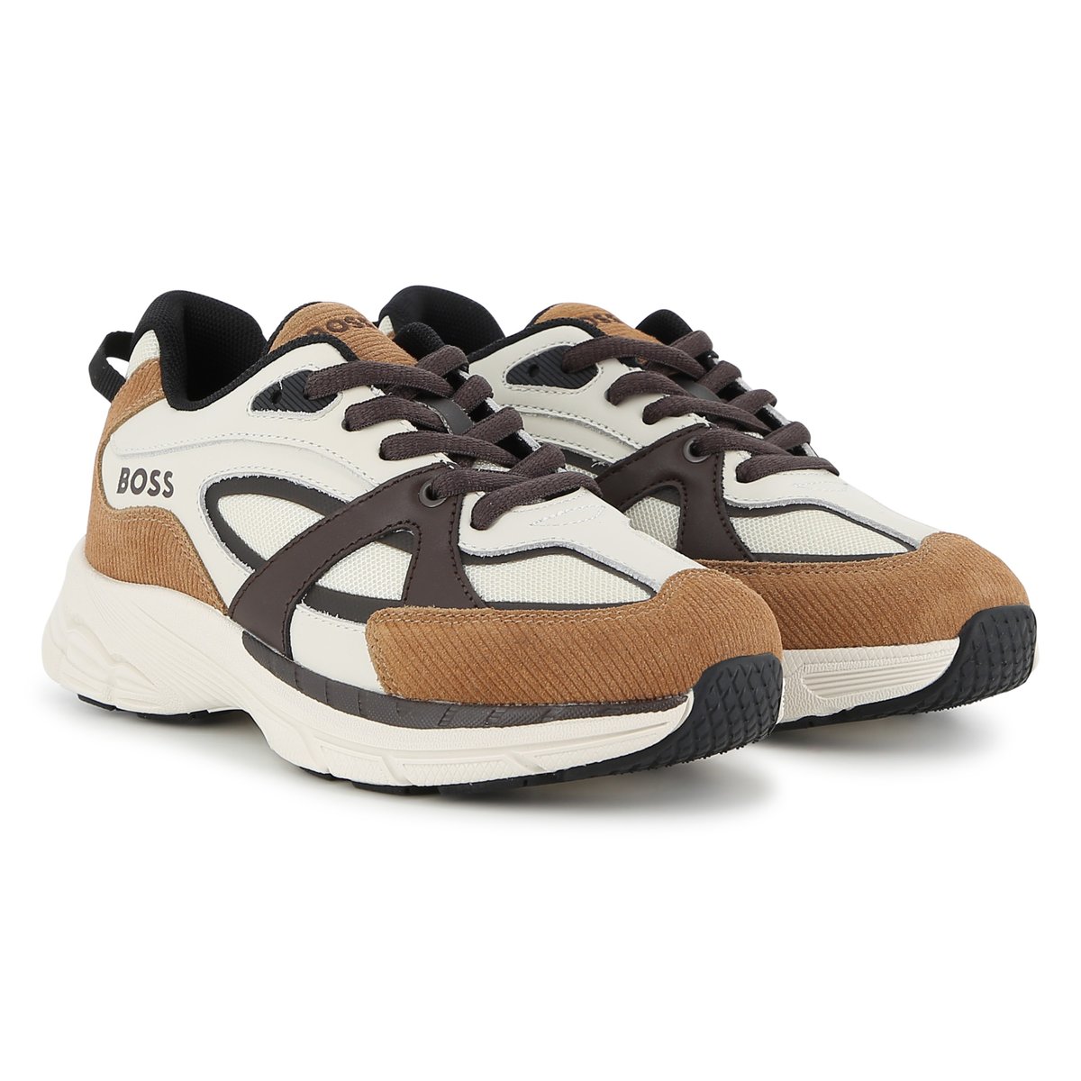 Baskets basses à lacets tourbe, BOSS KIDSWEAR