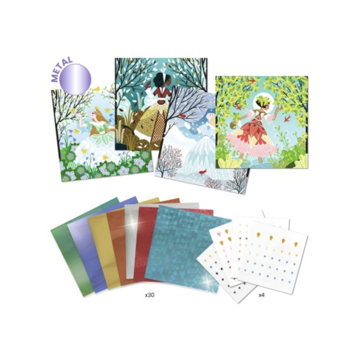 Kit creatif metal et strass - Des robes couleur du temps - couleur unique, DJECO