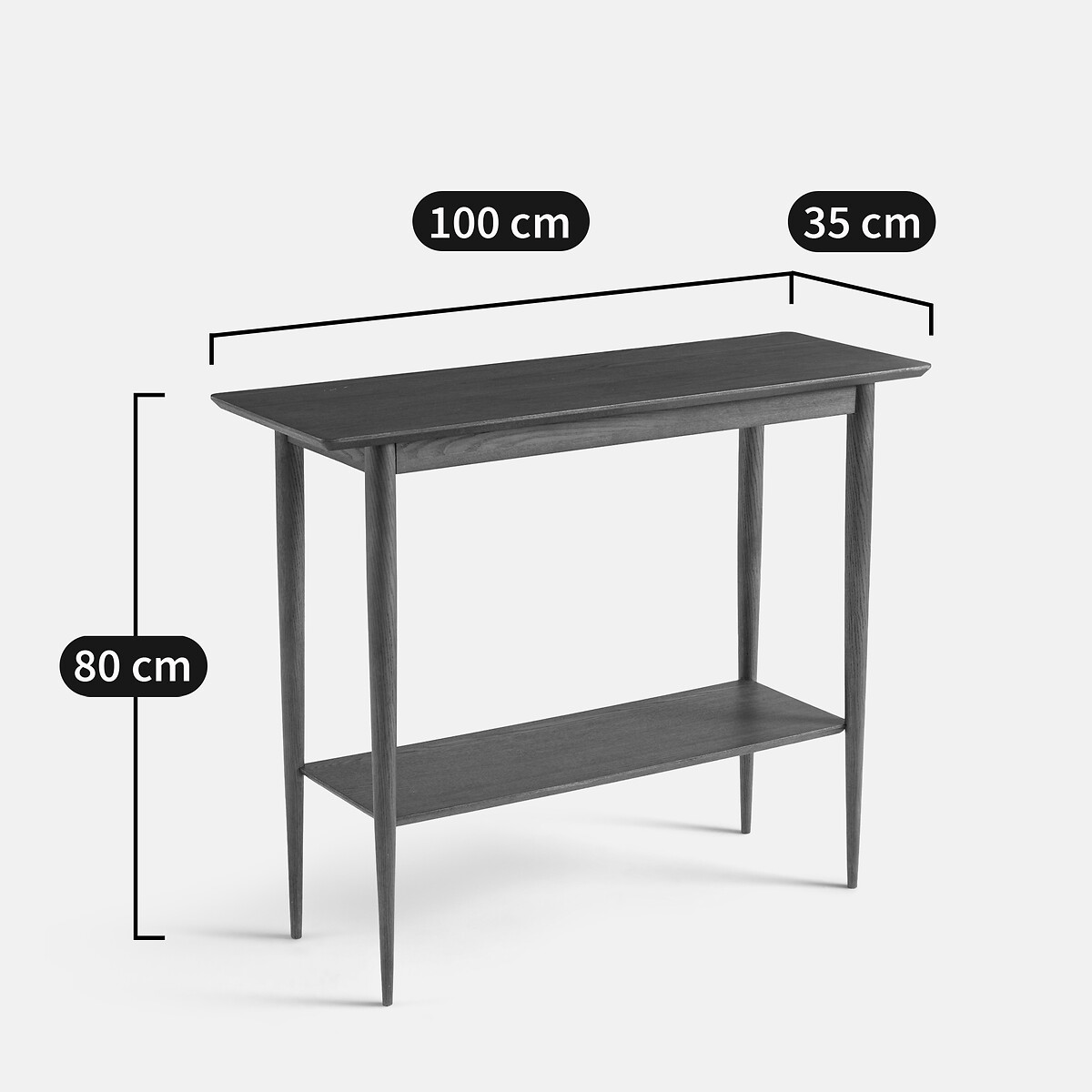 Console double plateau, plaqué frêne, Lussan teinté coloris noyer, LA REDOUTE INTERIEURS