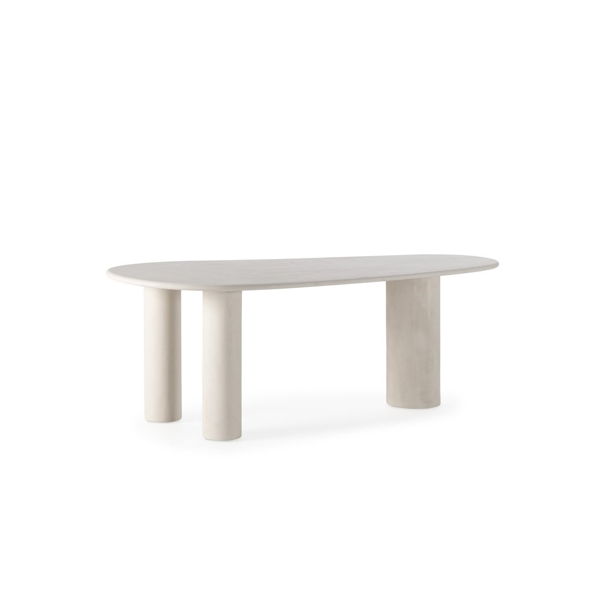 Table à manger ovale CONSTANCE 200 cm beige effet béton beige, BOBOCHIC