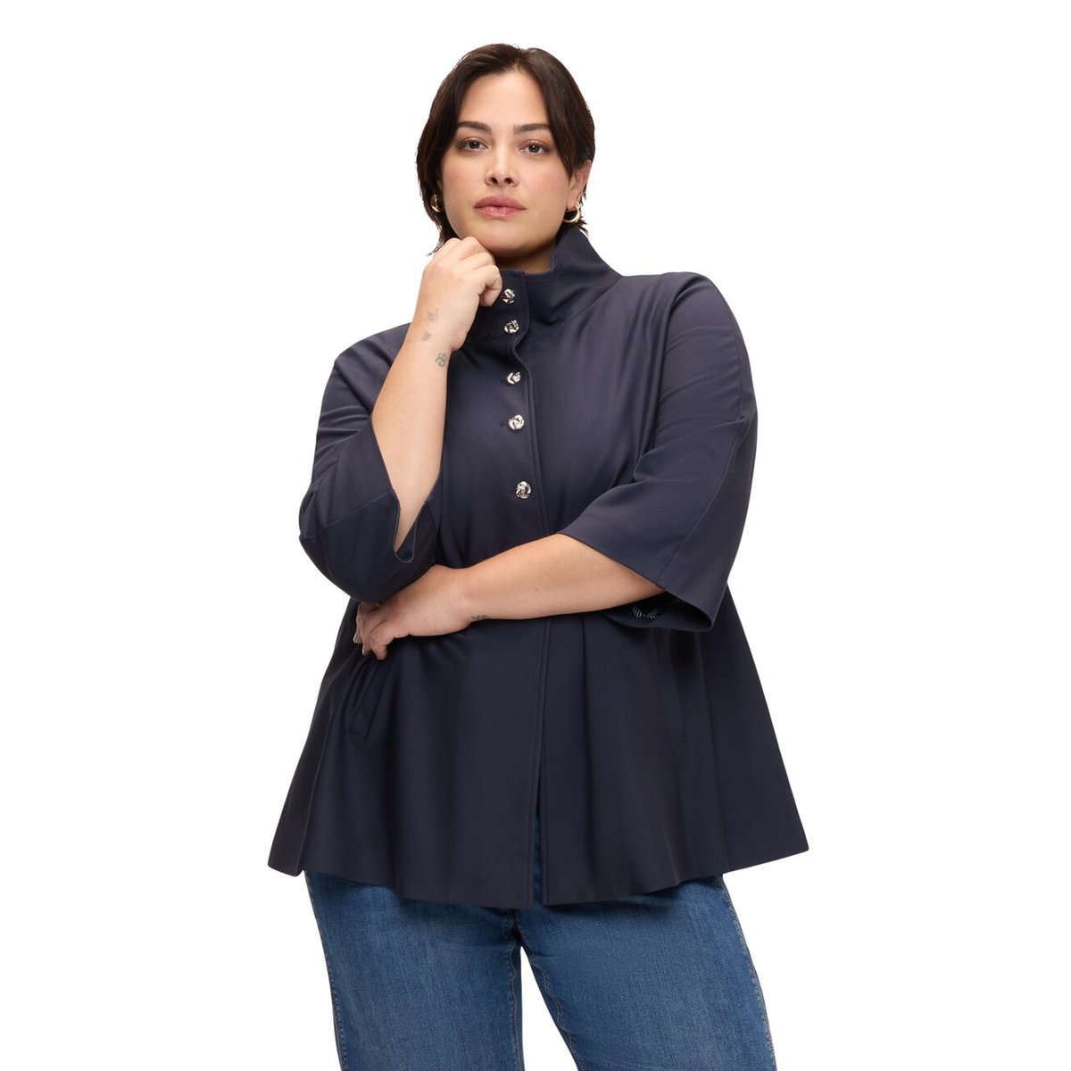 Veste à col montant bleu, FIORELLA RUBINO