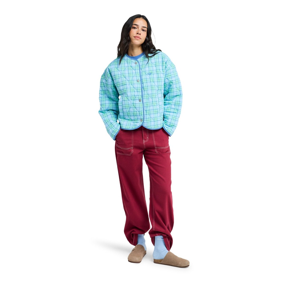 Veste ample molletonnée SEASIDE RESORT. bleu airy blue as if plaid, ROXY