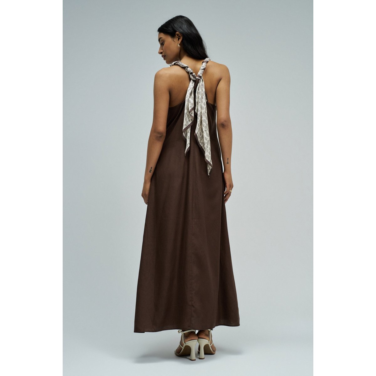 ROBE EN LIGHTDENIM AVEC LIN marron, SALSA JEANS