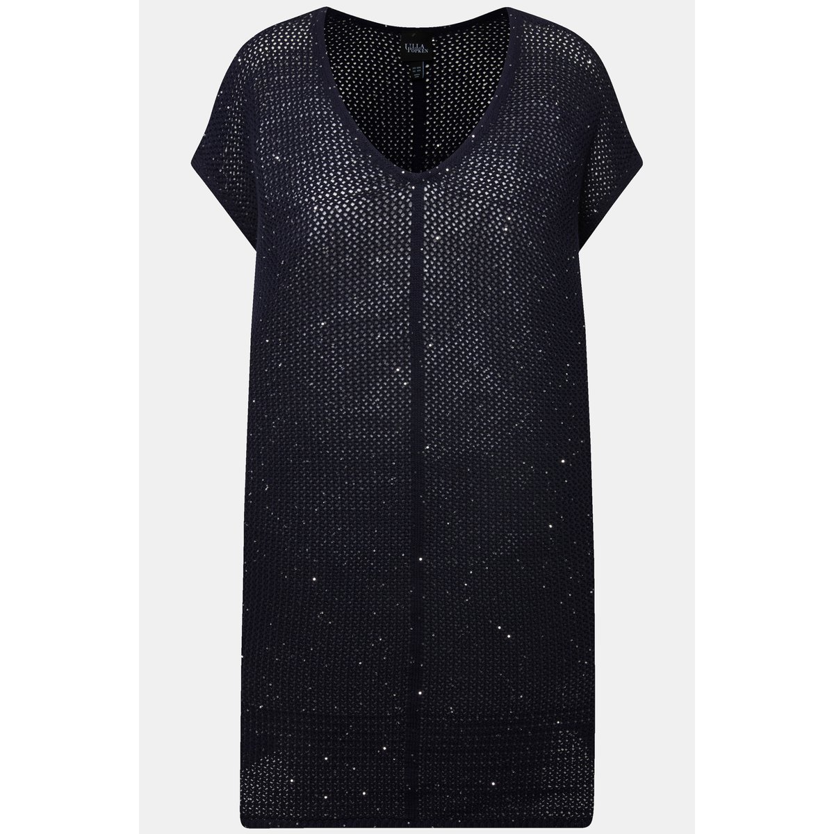 Pull long sans manches en maille texturée marine, ULLA POPKEN