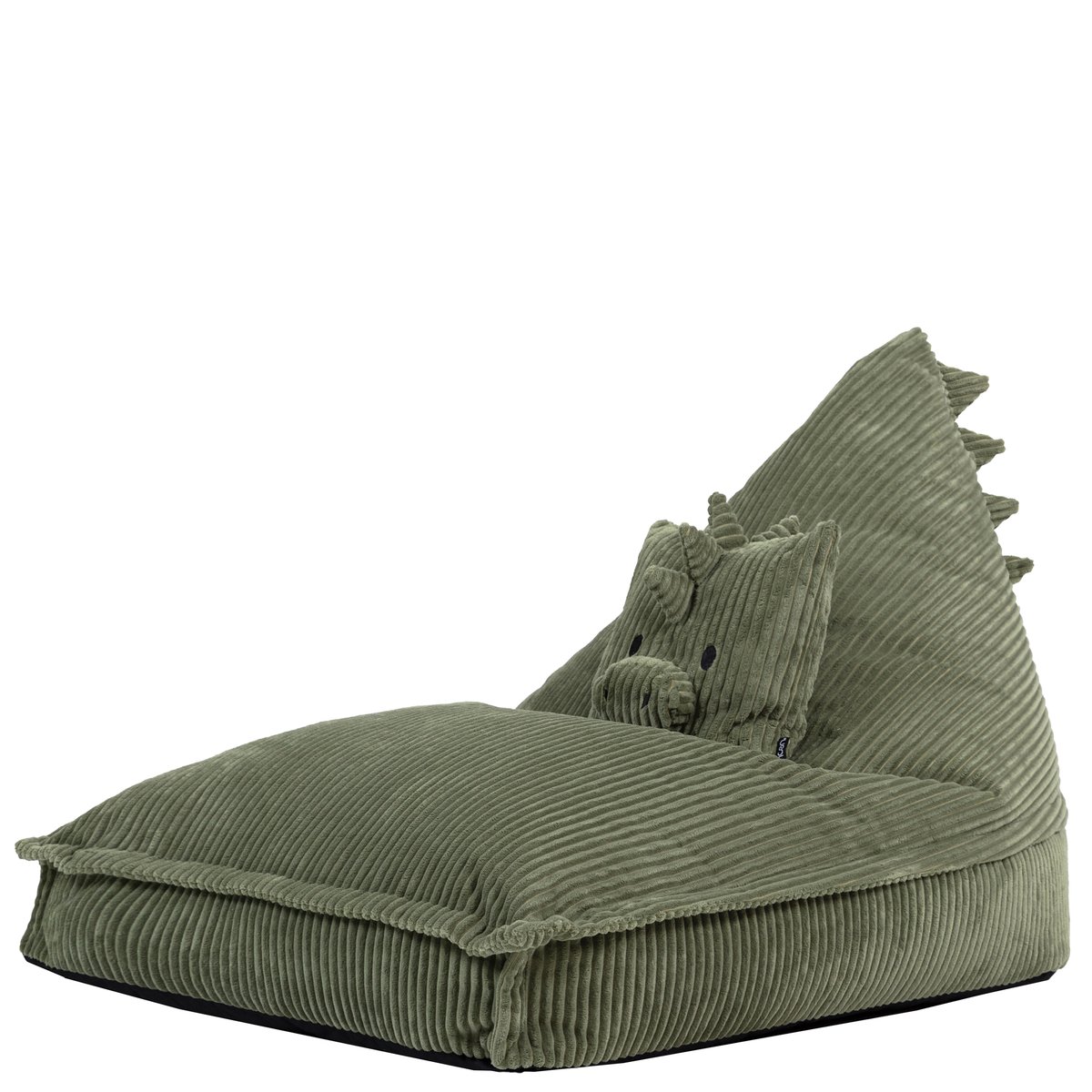 Pouf chauffeuse animal avec coussin dinosaure pour enfant en velours côtelé Oeko-Tex® vert vert dinosaure, ICON