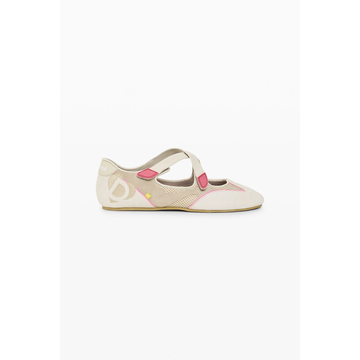 Ballerine résille logo gris, DESIGUAL