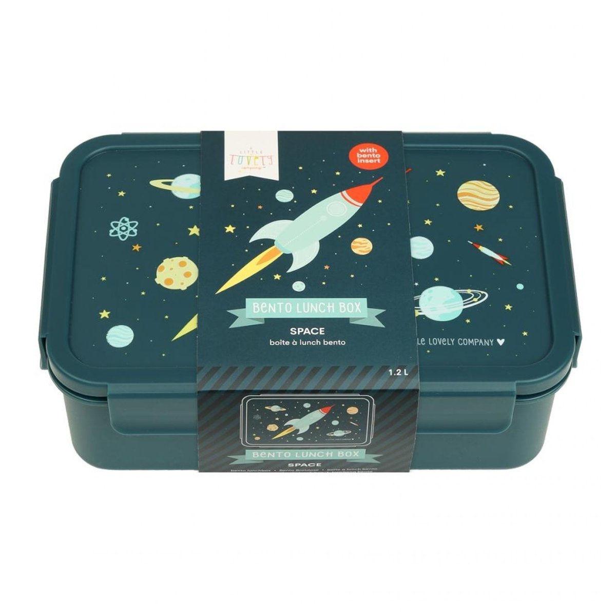 Lunch box Espace bleu, rouge, jaune, A LITTLE LOVELY COMPANY