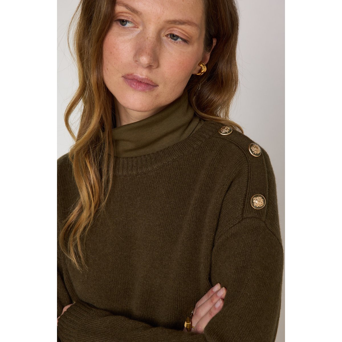 Robe pull en 100% laine LINA kaki, Maison 123