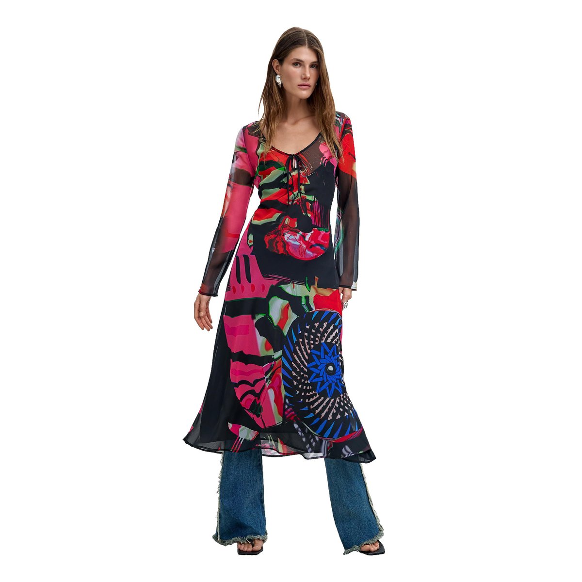 Robe imprimée à manches longues M. C. Lacroix noir, DESIGUAL