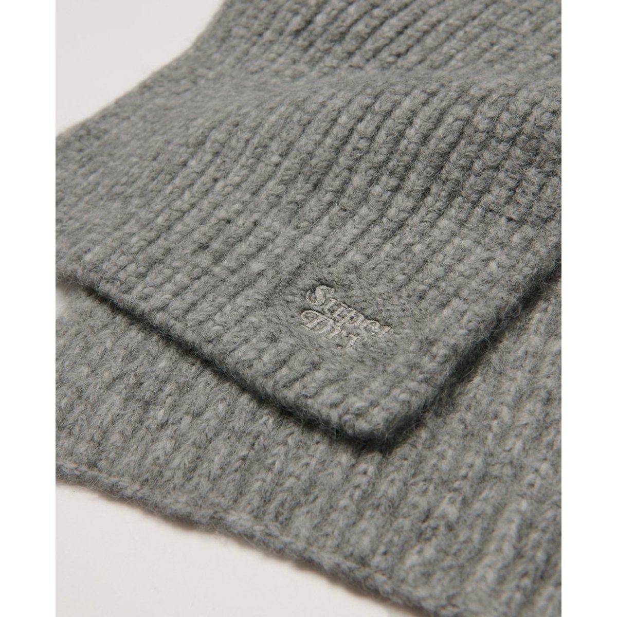 Écharpe en maille côtelée gris chiné, SUPERDRY