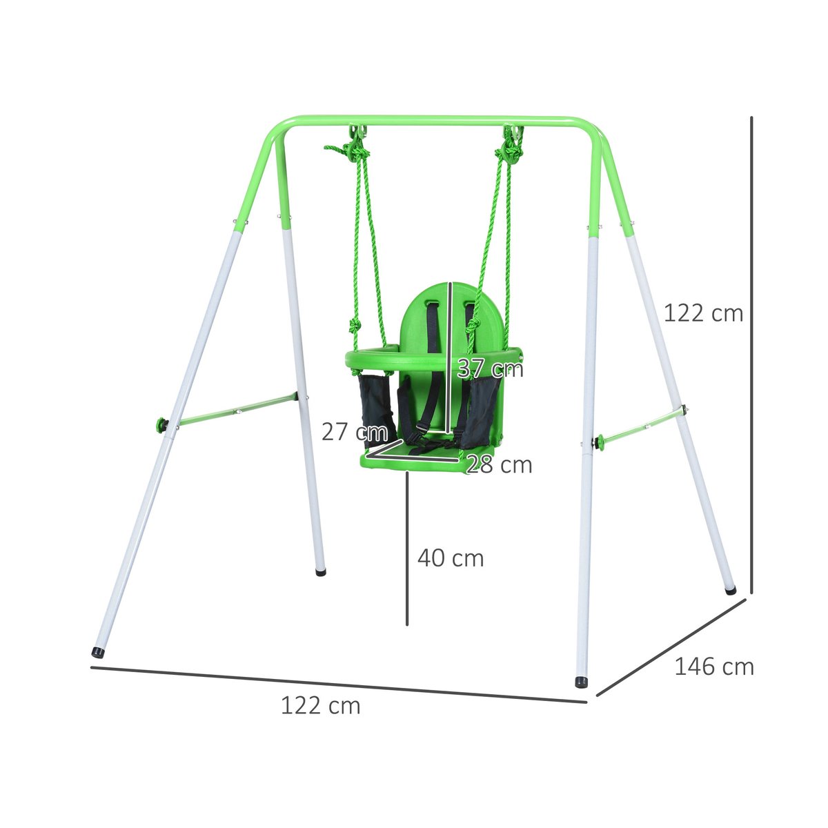 Balançoire pour enfants Acier Vert vert, OUTSUNNY