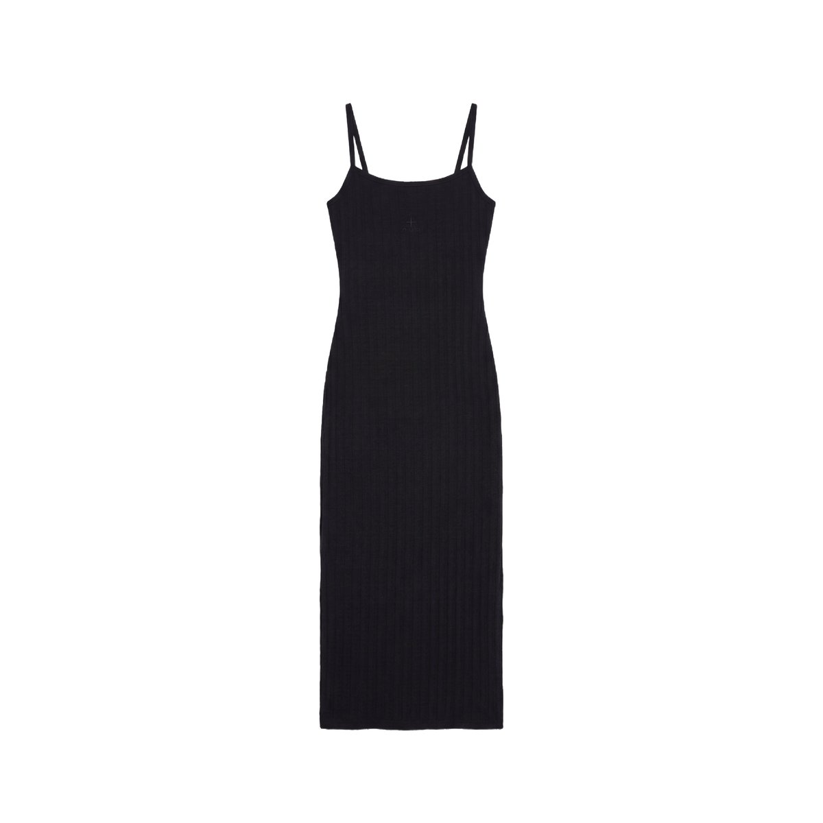 Robe longue bretelles côtelée noir, PROJECT X