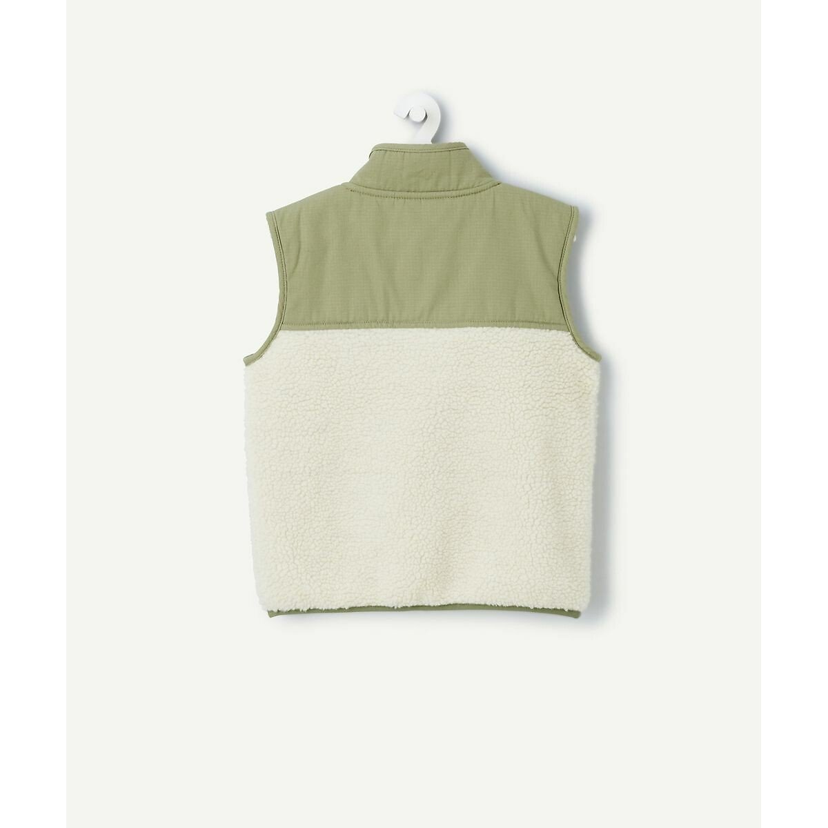Veste sans manches en sherpa blanc/kaki, TAPE A L'OEIL