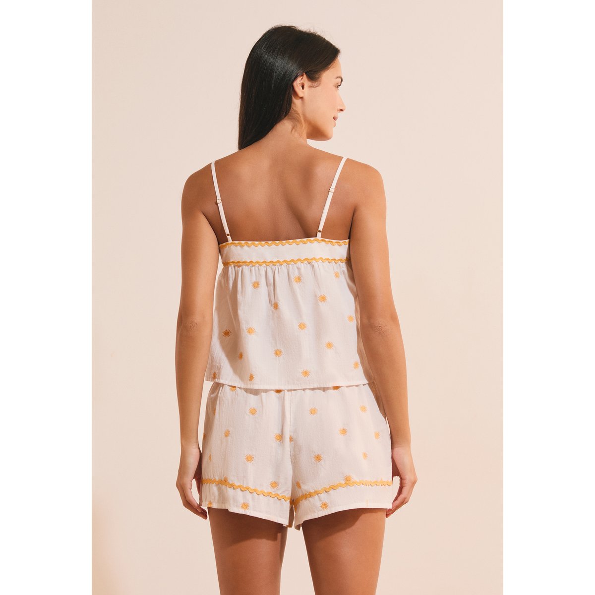 Caraco avec motifs soleil en coton MARILLA ecru, ETAM
