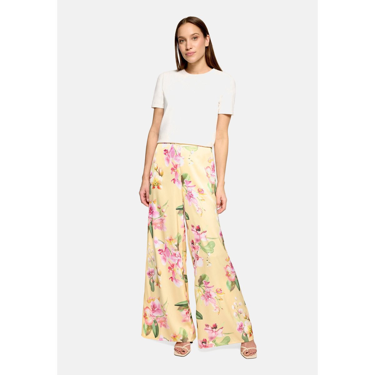 Pantalon Marlene à imprimé à fleurs yellow/rosé, VERA MONT