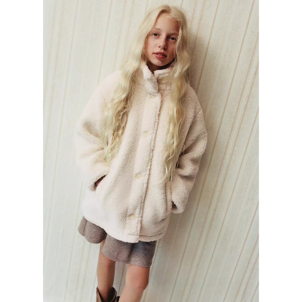 Manteau effet moutonné boutons écru, MANGO KIDS