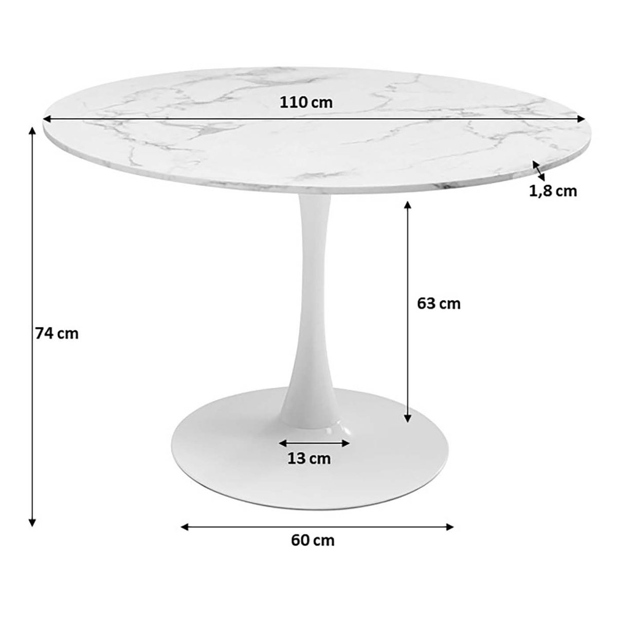 Table ronde en marbre minéral, VENETO blanc, KARE DESIGN
