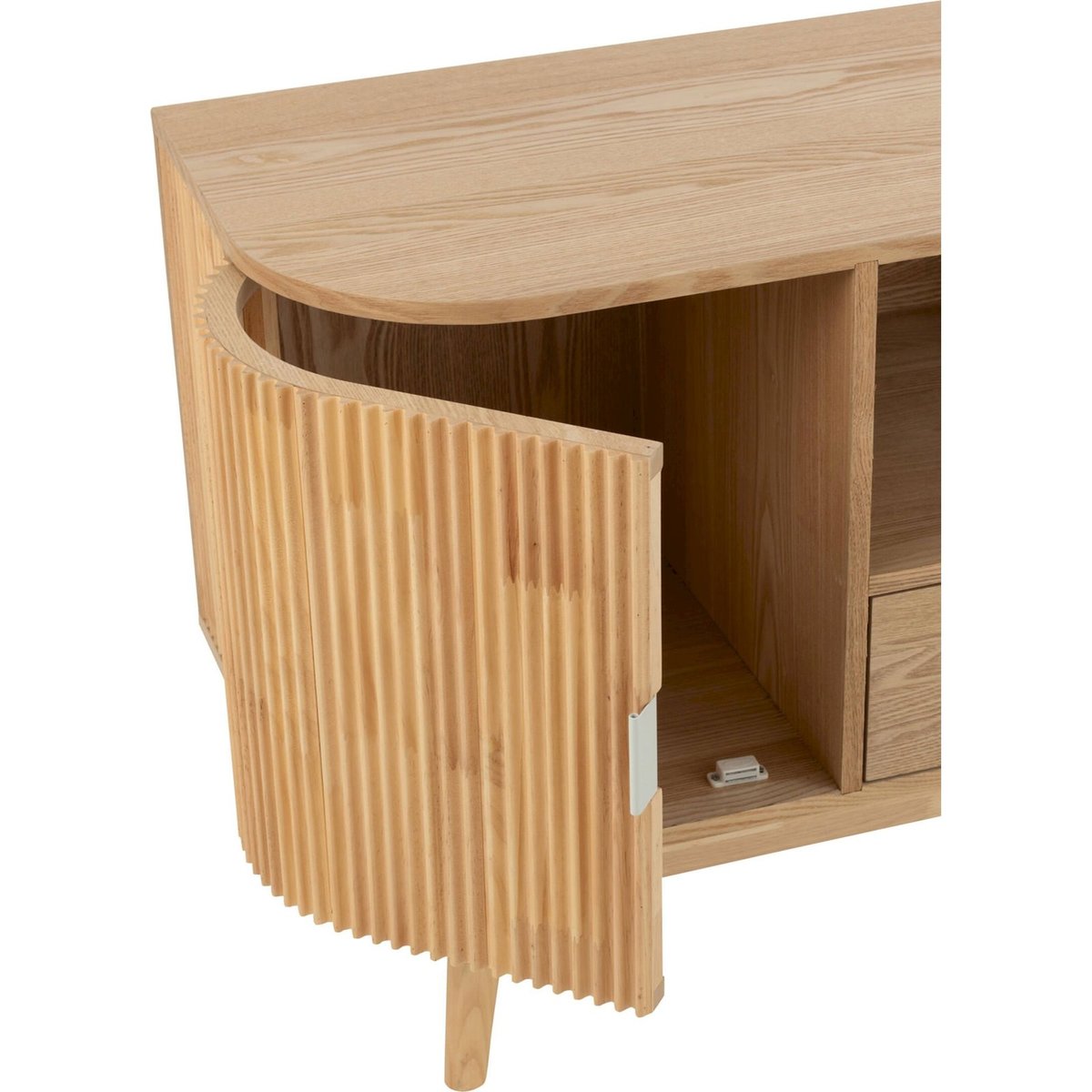 Meuble tv arrondi en bois de pin naturel, RECOLLECTION