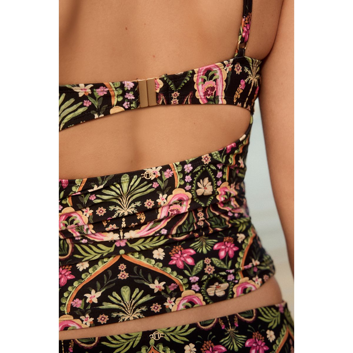 Haut de tankini non rembourré avec armatures paisley noir/rose, NEXT