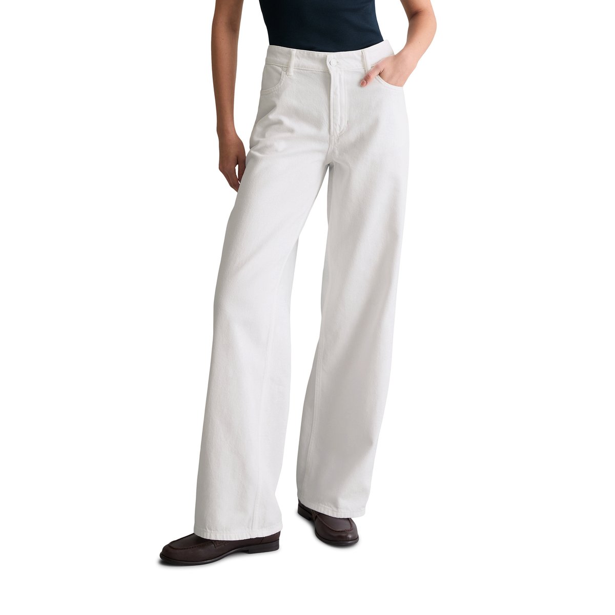 Jeans modèle Tomke large en doux mélange de coton organique et de lyocell blanc, MARC O’POLO DENIM