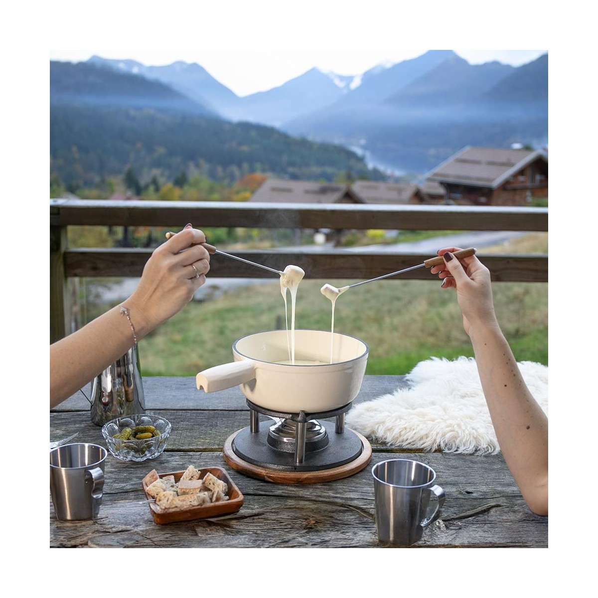 Service à fondue tradition crème, LIVOO