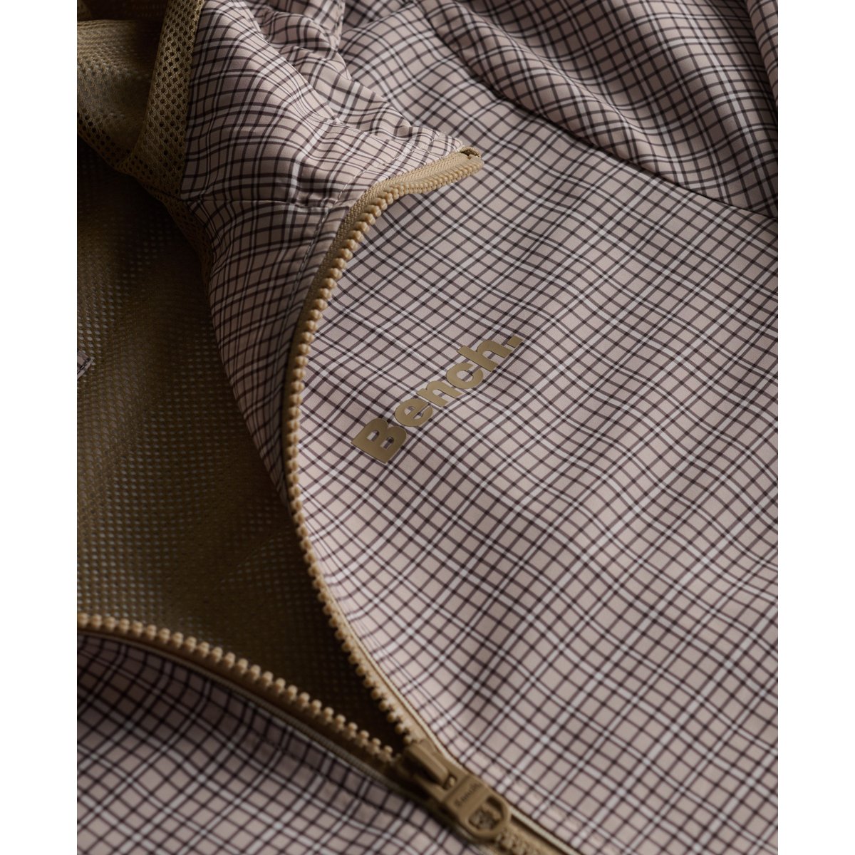 Veste à capuche Bench avec fermeture éclair carreaux légers mélancoliques/ dune, SUPERDRY