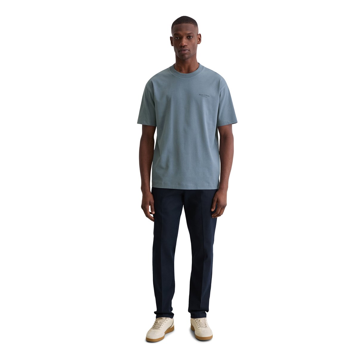 T-shirt DfC relaxed Heavy Jersey avec imprimé dans le dos bleu moyen, MARC O'POLO