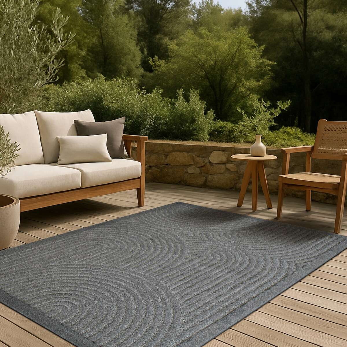 Tapis extérieur intérieur arc en ciel en relief  NEW AGE DECO gris, THE DECO FACTORY