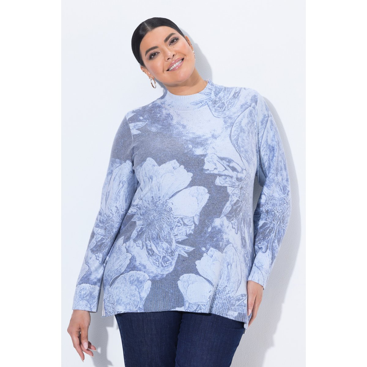 Pull à col montant et manches longues, strass marine foncé, ULLA POPKEN