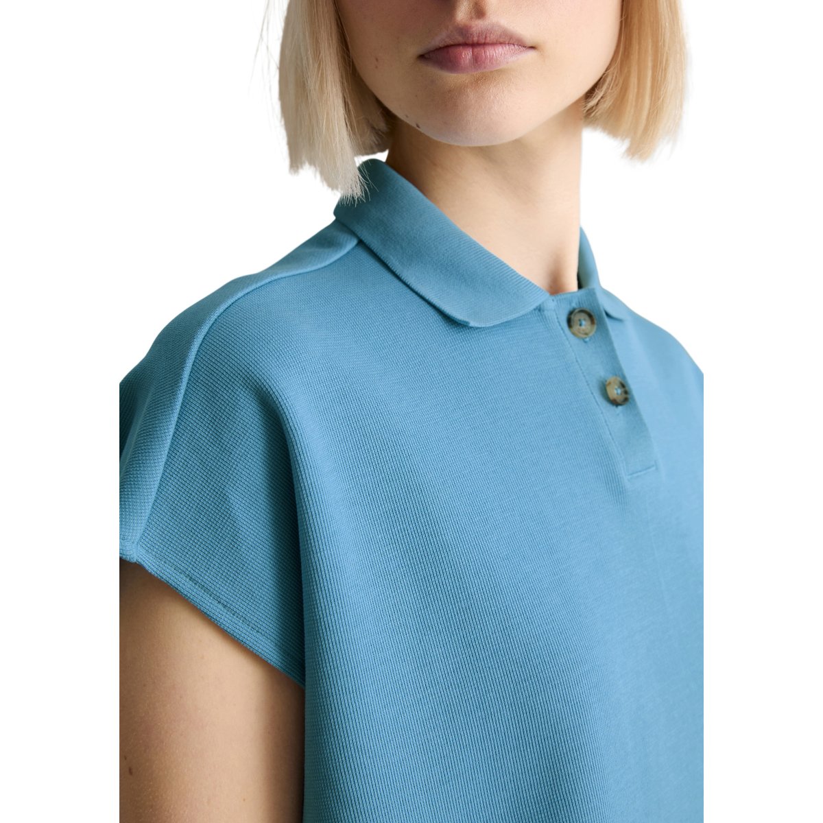 Polo sans manches wide en coton organique bleu clair, MARC O’POLO DENIM