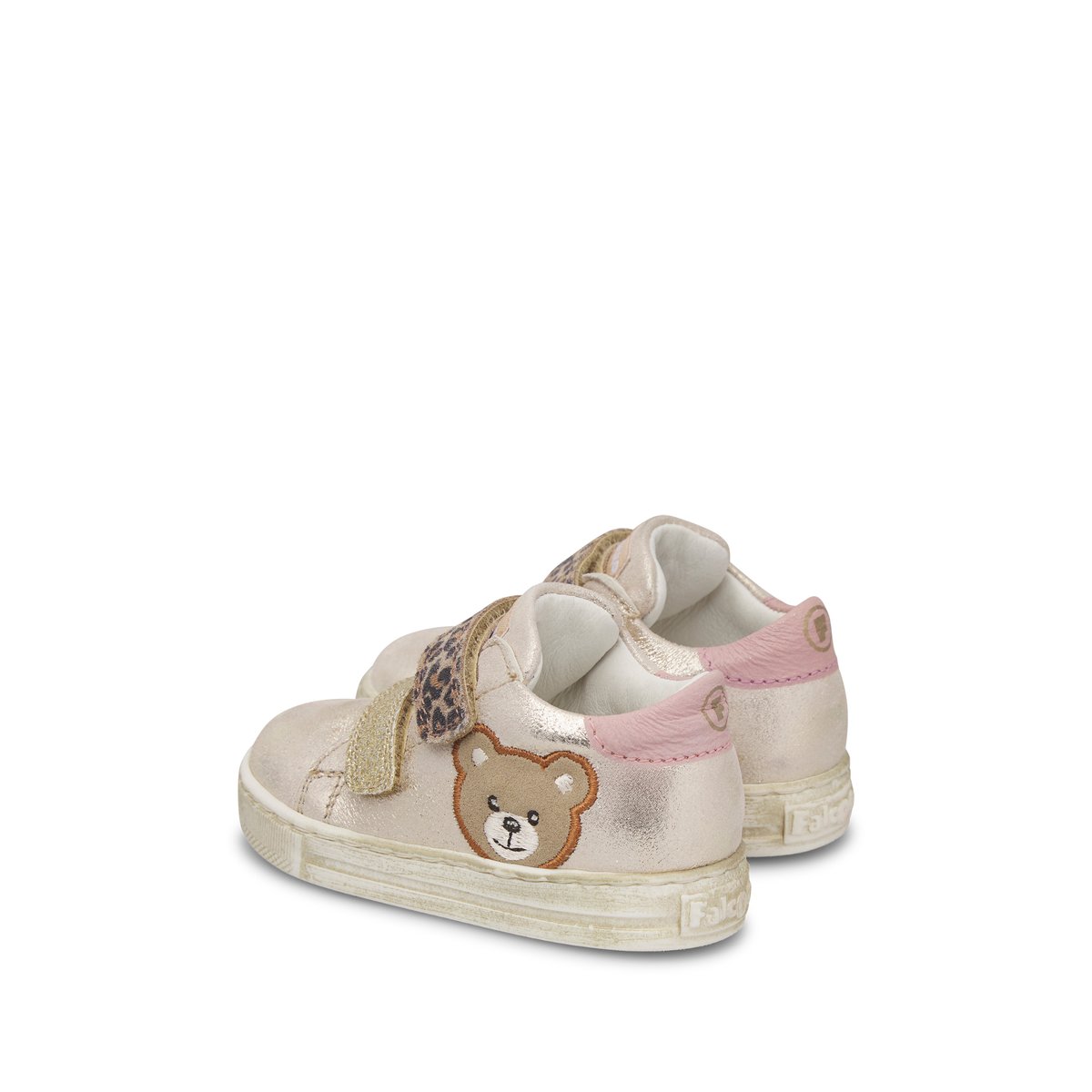 Sneakers en cuir et tissu GEORDI 3 VL platine-marron, FALCOTTO
