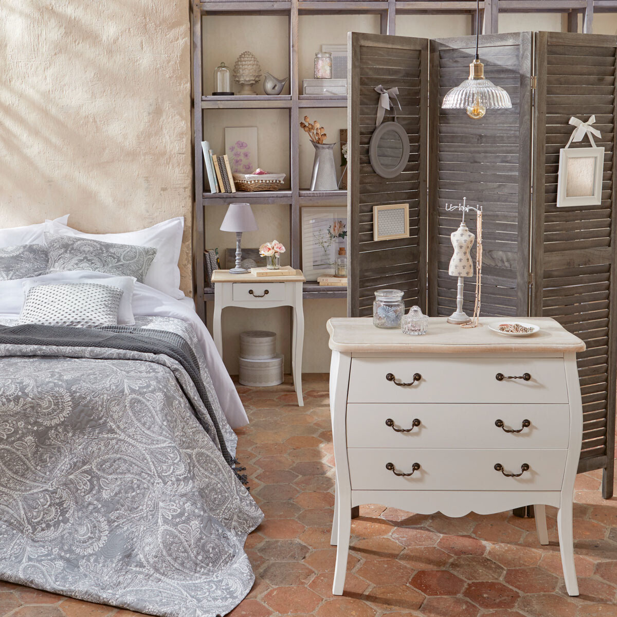 Dessus de lit avec taies MARIE gris, ATMOSPHERA