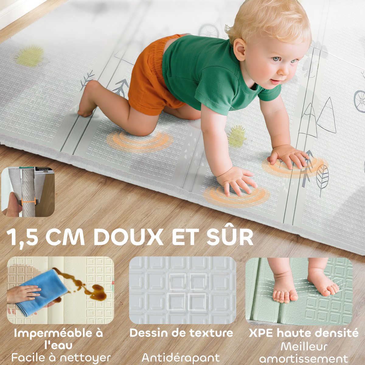Tapis de jeu pour enfants XPE multicolore multicolore, AIYAPLAY