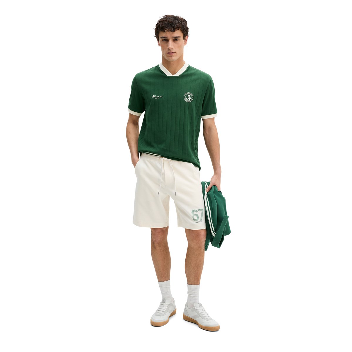 MOP Club '67 Football Tricot Shirt, Rib avec un grand imprimé au dos vert fonce, MARC O'POLO