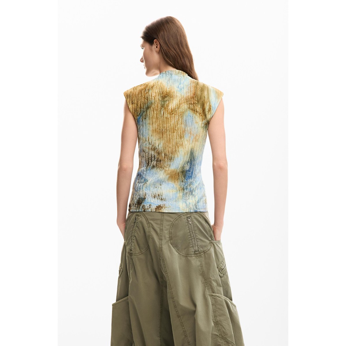 T-shirt textures marron, DESIGUAL