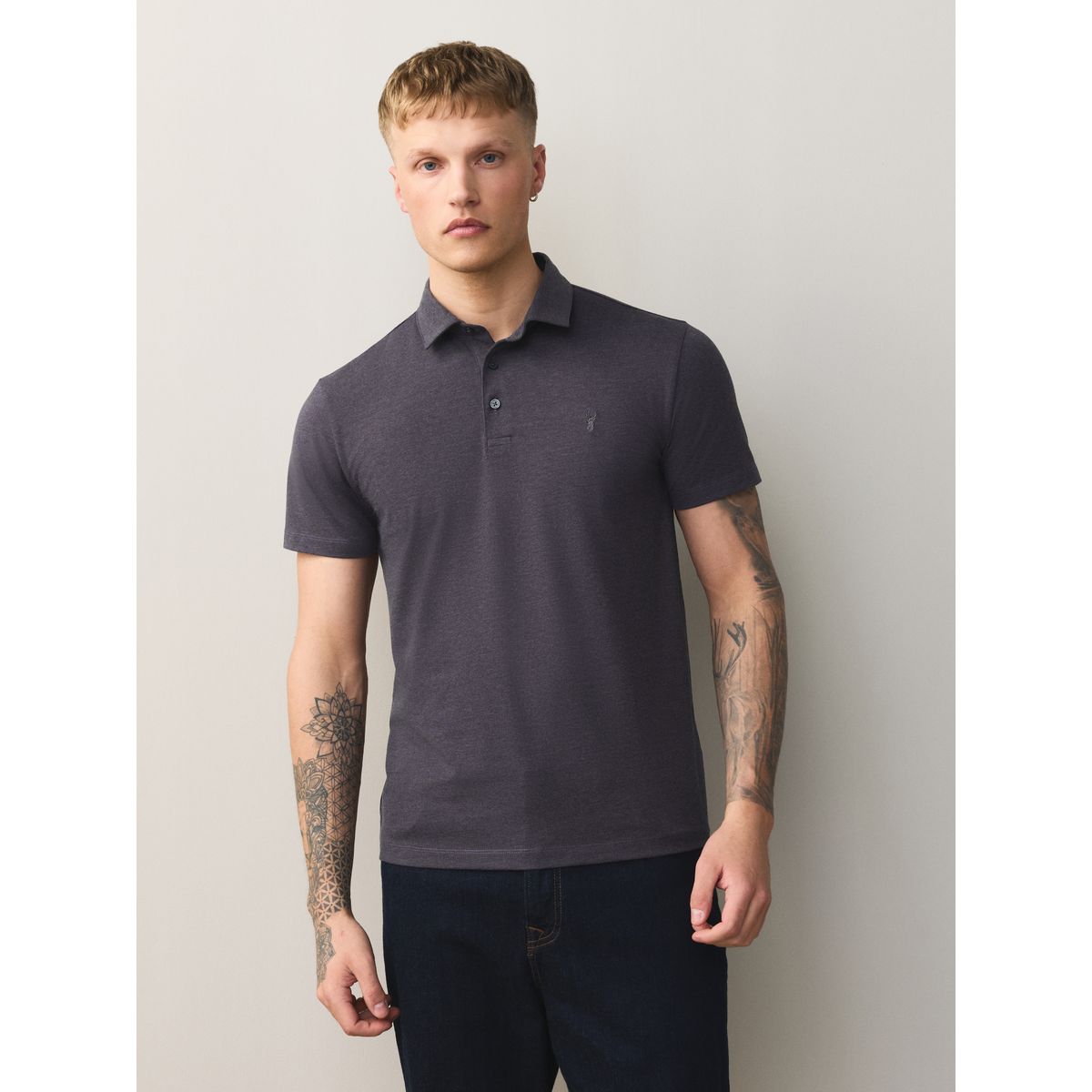 Polo en jersey à manches courtes, lot de 3 noir/gris/bleu marine, NEXT