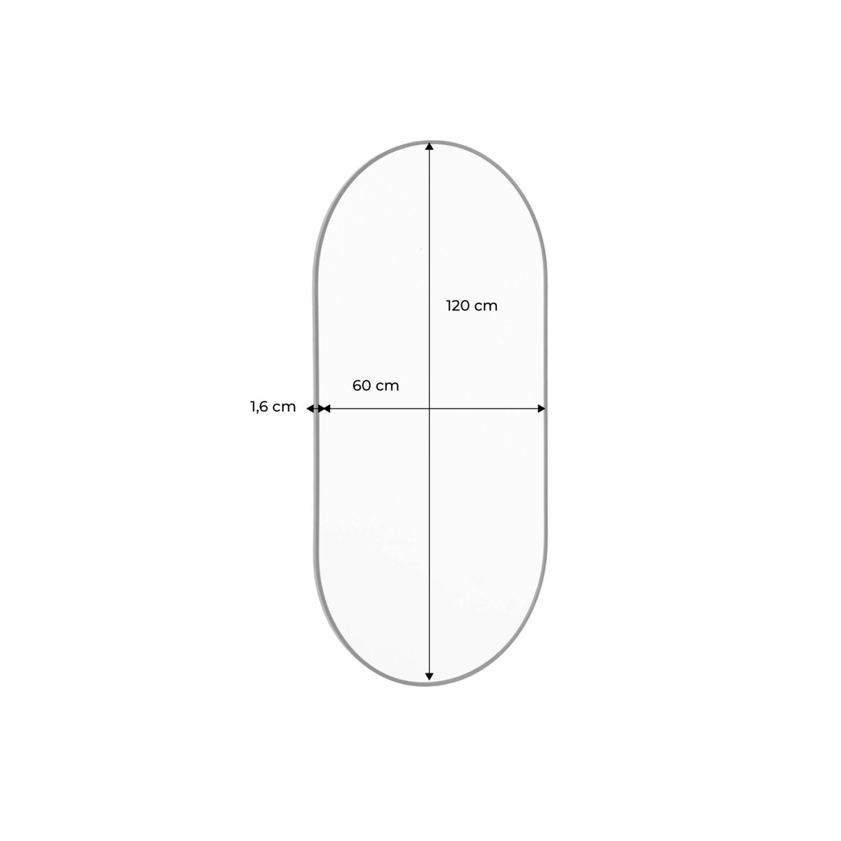 Miroir ovale aluminium 120cm ASHLEY noir, SWEEEK