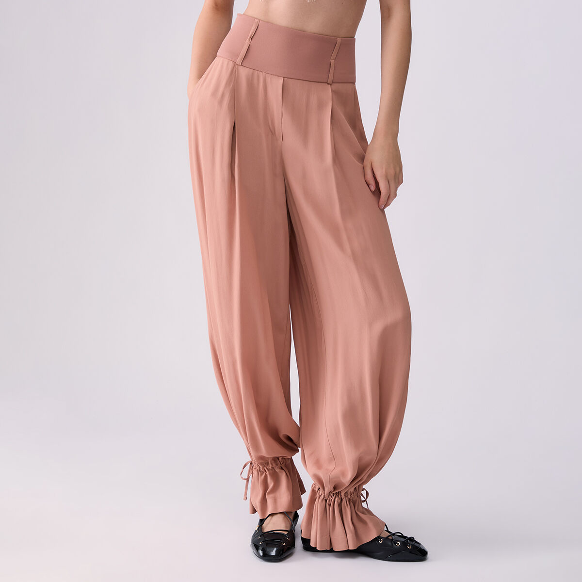 Pantalon ample avec cordon de serrage chair, LIU JO