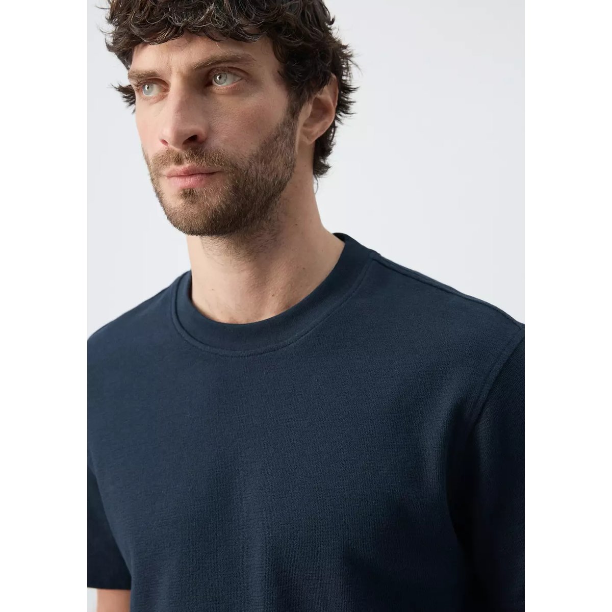 T-shirt 100 % coton regular-fit bleu marine, MANGO MAN