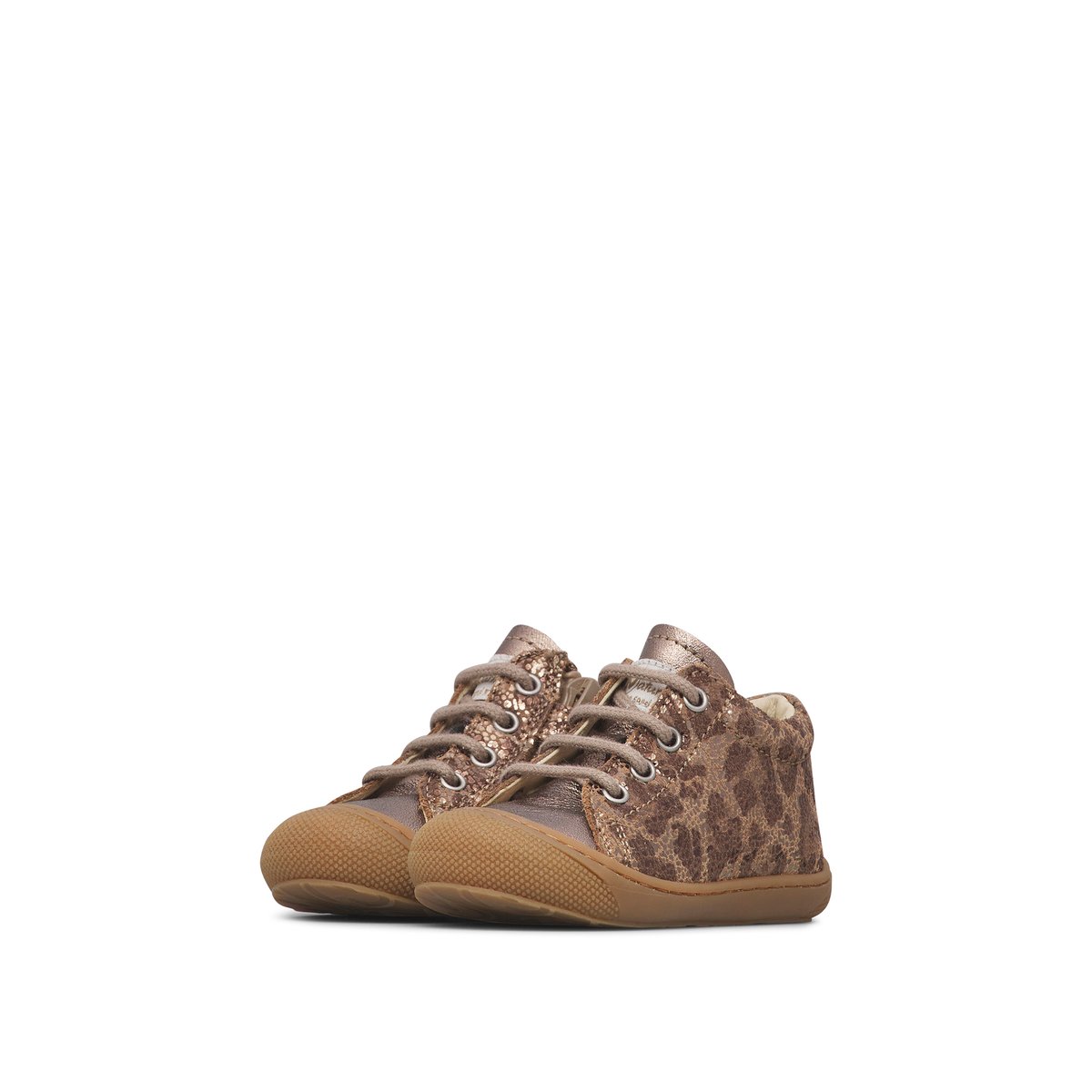 Chaussures en cuir pour les premiers pas avec zip COCOON ZIP marron-gris, NATURINO