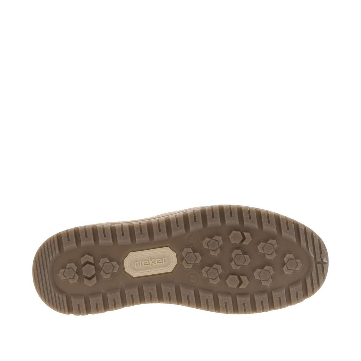 Baskets en cuir noisette à talon plat avec un zip et des lacets ronds noisette, RIEKER