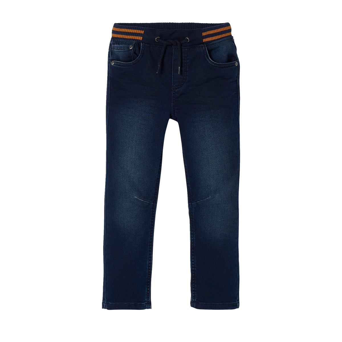 Pantalon droit en molleton effet denim brut fonce, VERTBAUDET