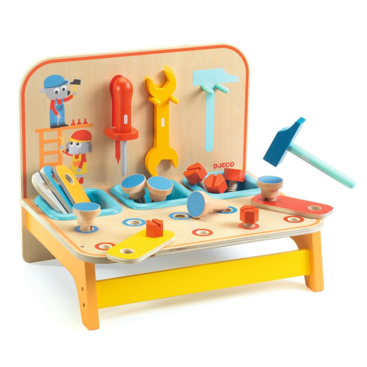 Bricotoo - Petit etabli en bois couleur unique, DJECO