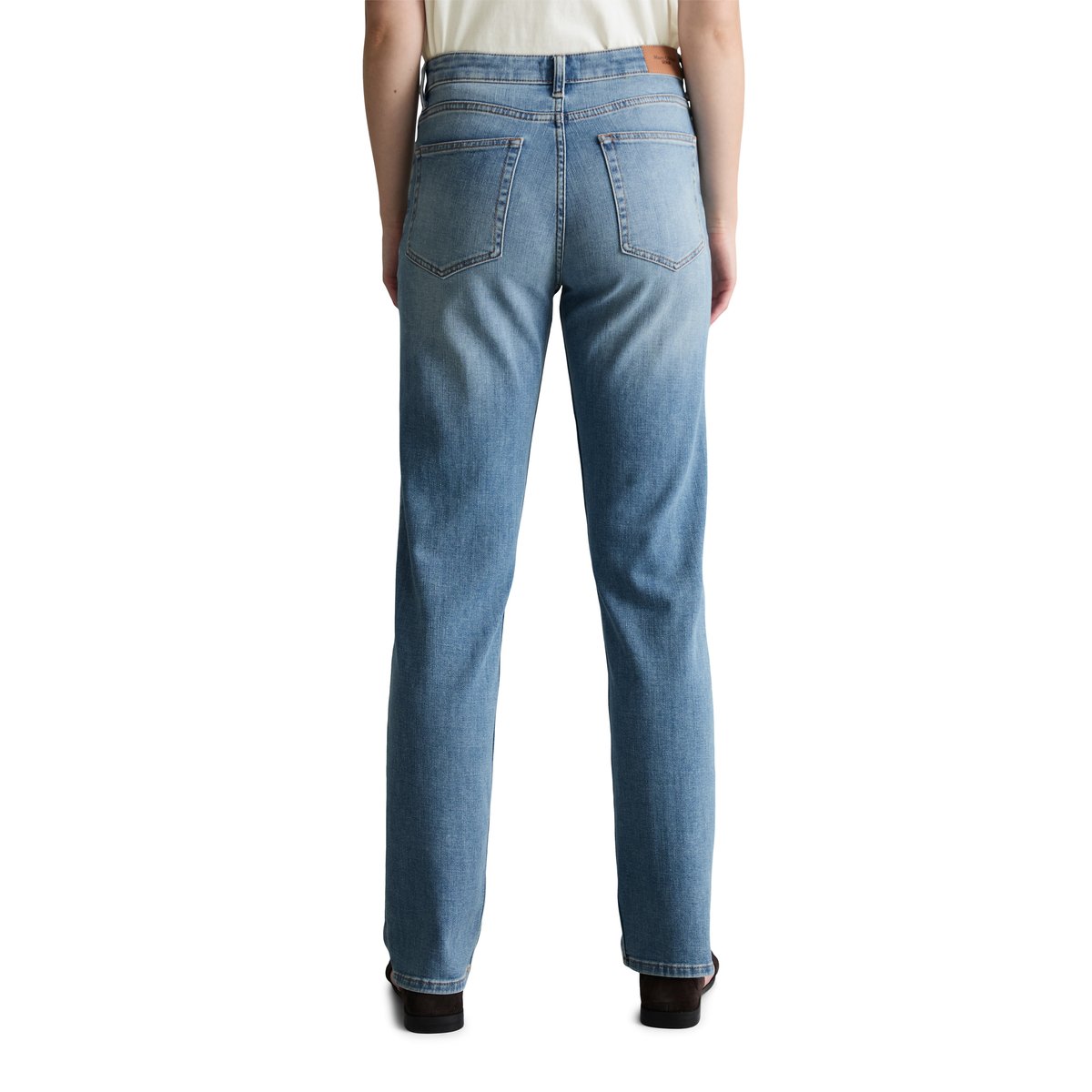Jeans modèle Olina droit en coton stretch de haute qualité bleu clair, MARC O’POLO DENIM