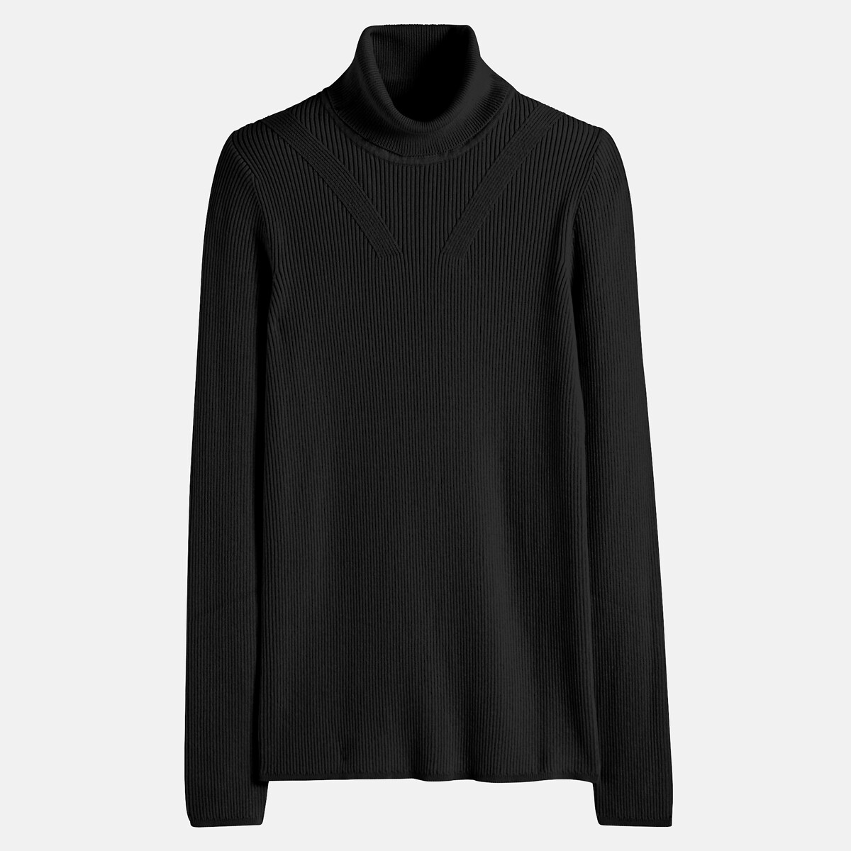 Camisola de gola alta, em malha fina preto , LA REDOUTE COLLECTIONS