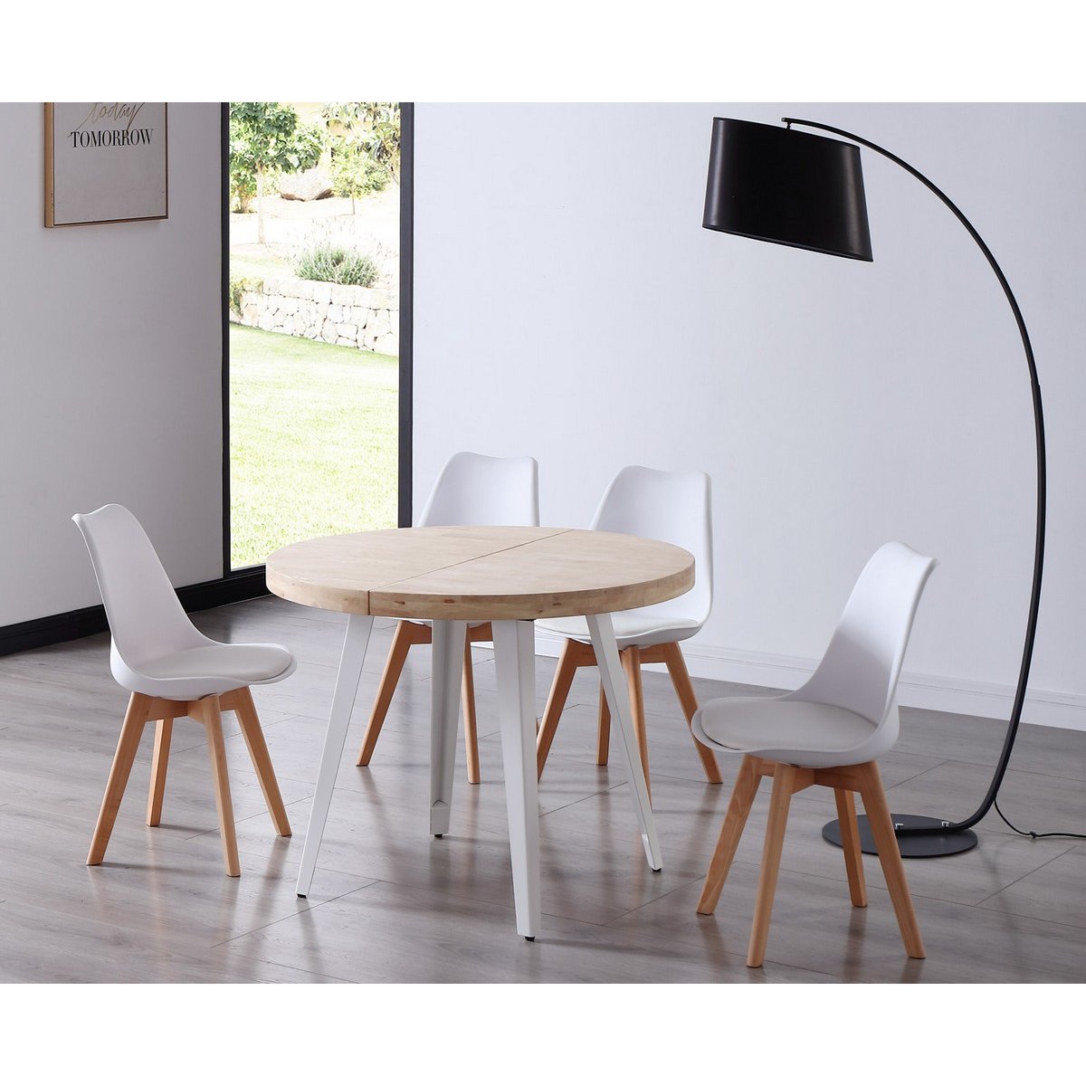 Table repas extensible en bois et acier - MATIKA blanc, MATHI DESIGN
