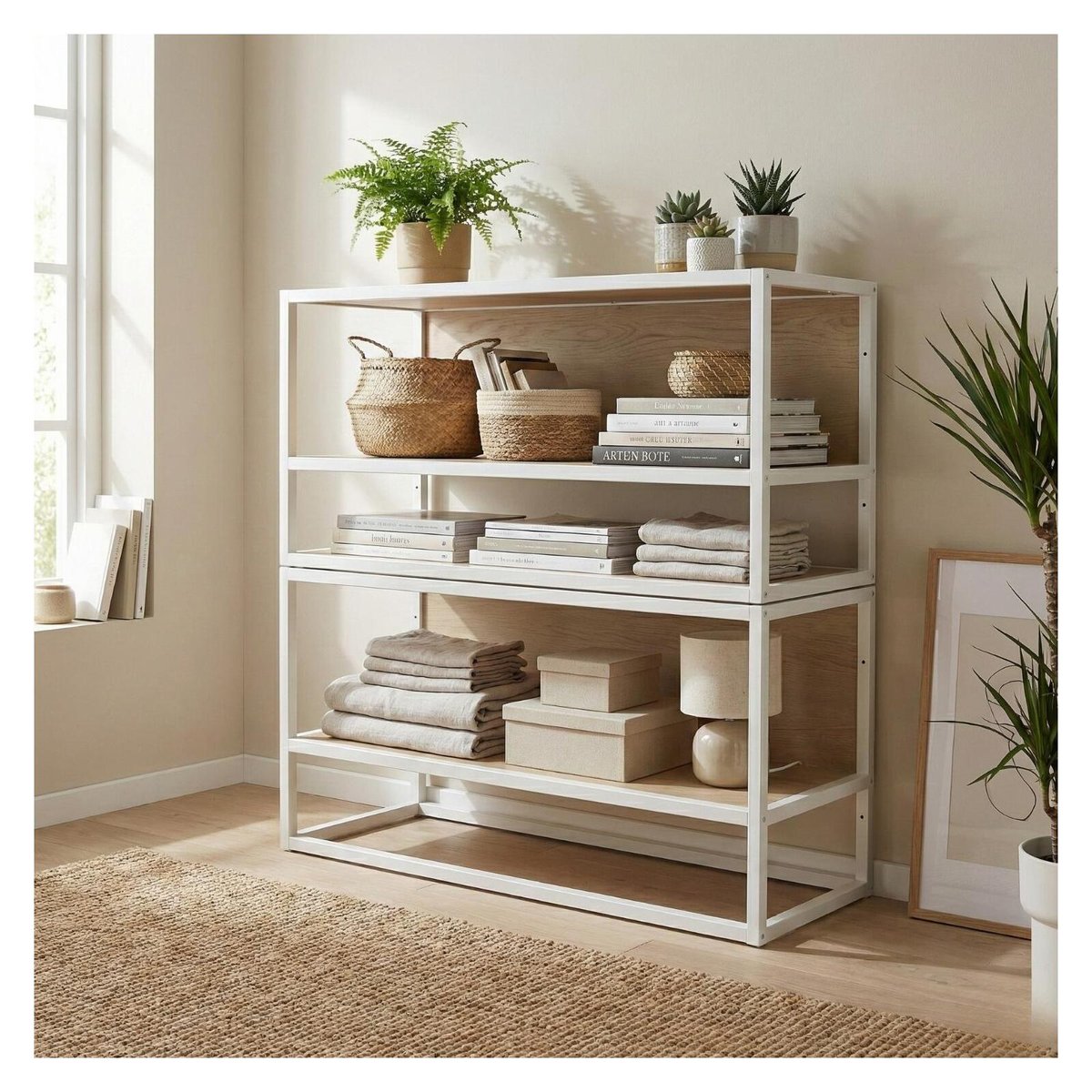 Etagère penderie murale en bois et métal blanc 90x40cm MALYA blanc et bois, MOB IN