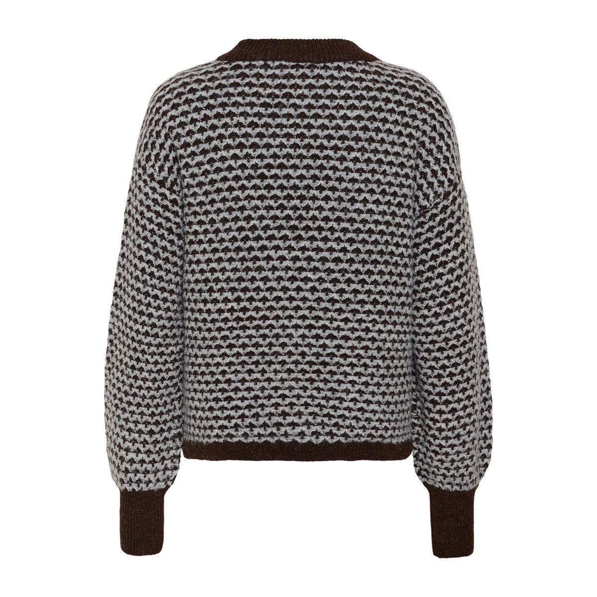 Pullover tricoté marron gris coffee bean m./grey m. pattern, KAFFE