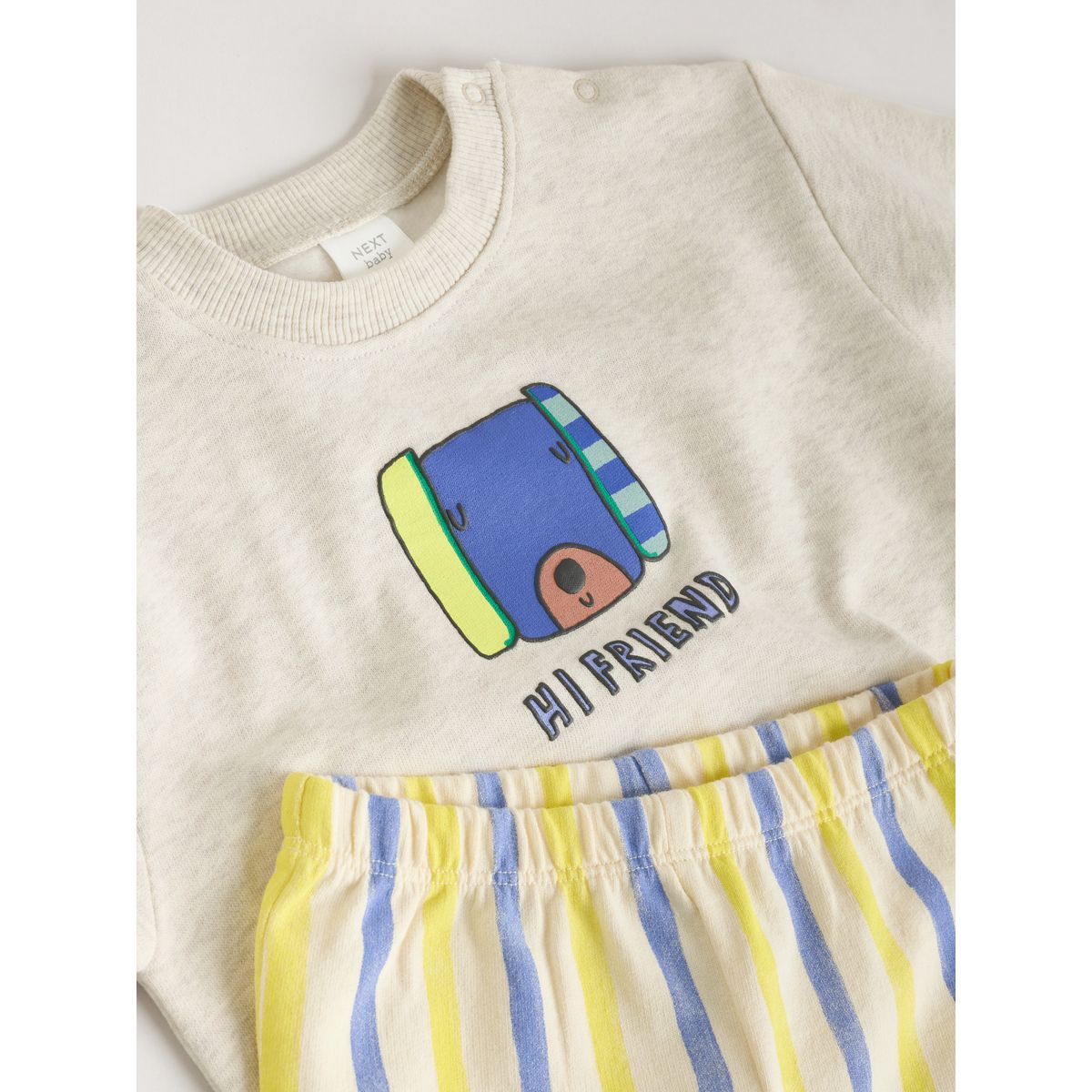 Ensemble sweat et short bébé chien à rayures grises, NEXT
