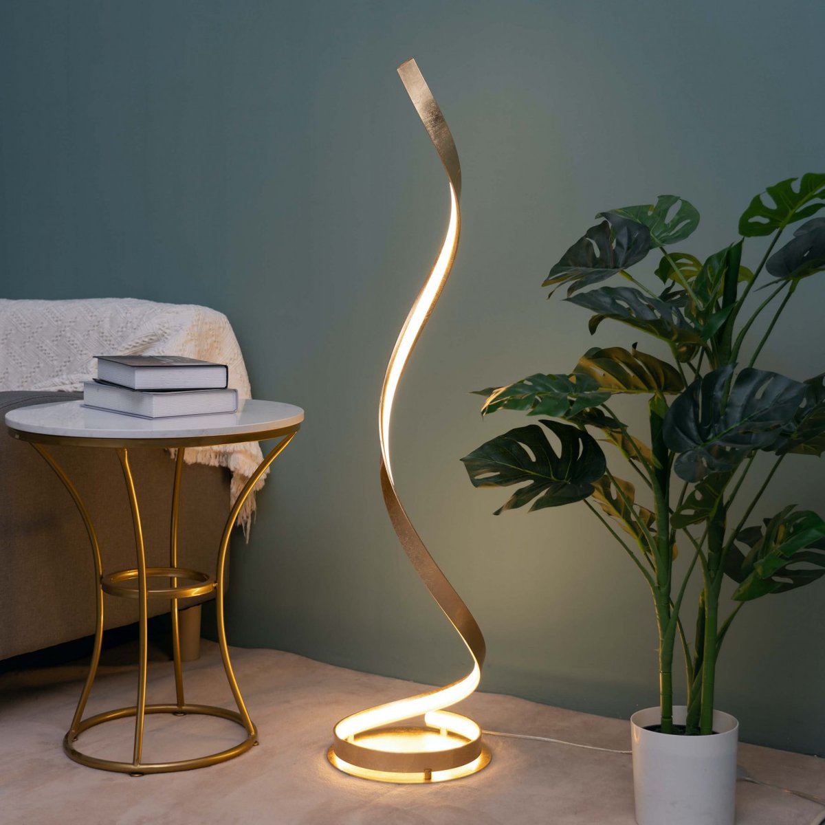 Lampadaire ondulé et design - MILLENIUM doré / laiton, KOSILUM